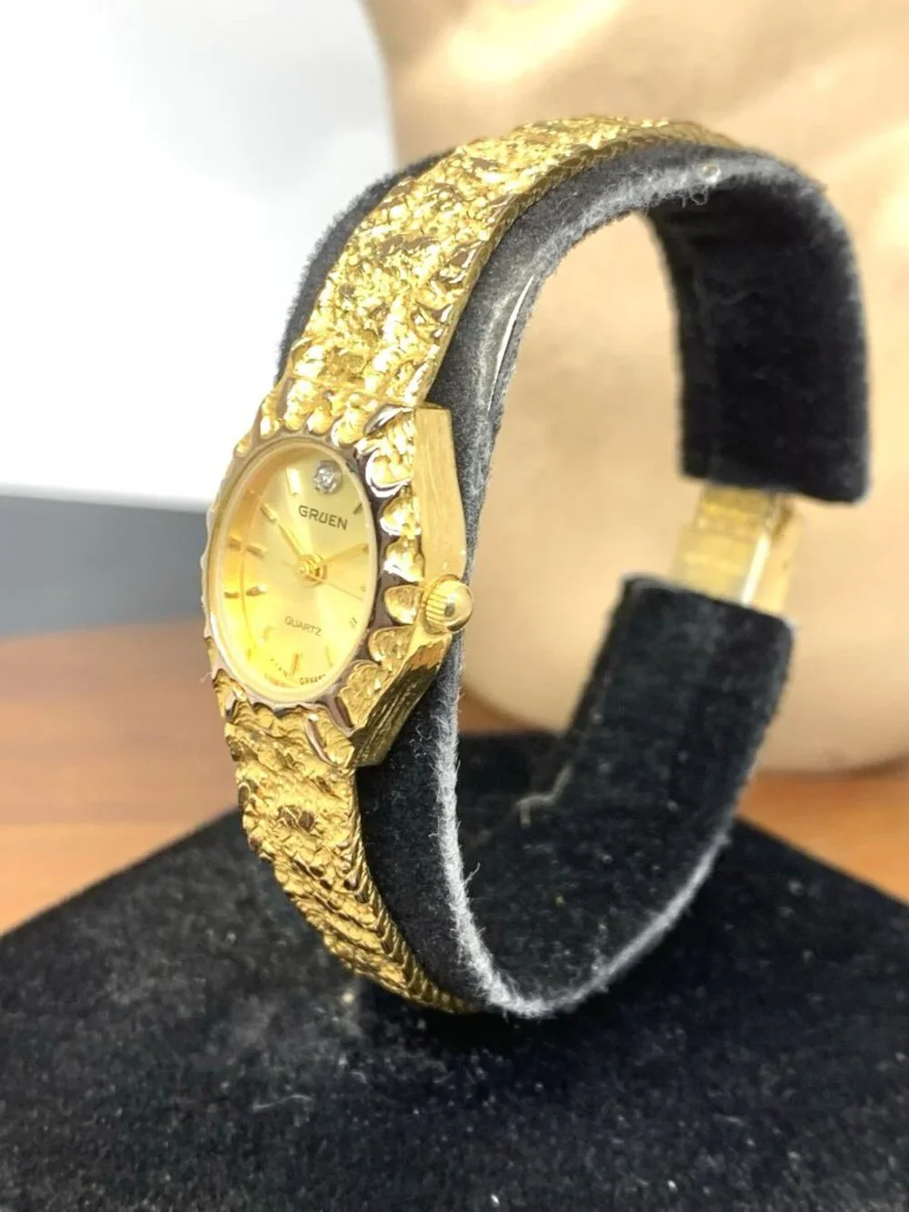 Gruen Women's Watch GR4485 Quartz Gold Dial Oval Stainless Steel Band 17mm